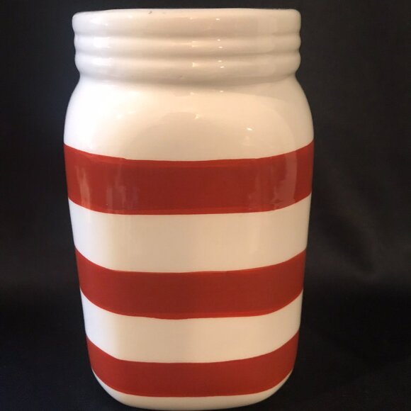 white and red striped vase - Picture 7 of 7